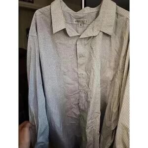 Kings Court Big and Tall Size 22 35/6 Button Up Long Sleeve Shirt Blue White CR4